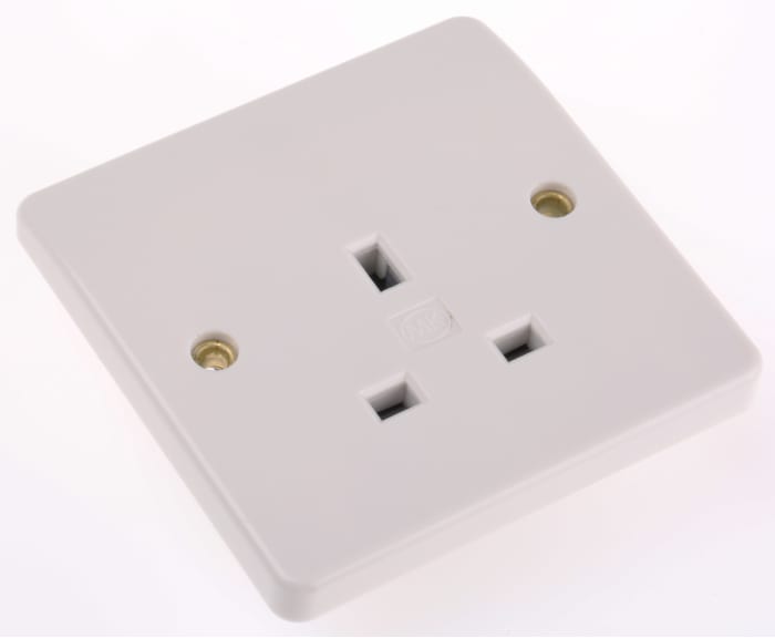 MK Electric Logic Plus White 1 Gang Plug Socket, 13A, Type G - British, Indoor Use
