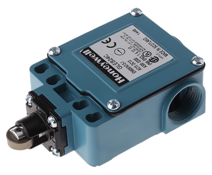 Honeywell GLE Series Roller Plunger Limit Switch, 2NO/2NC, IP66, DPDT, Die Cast Zinc Housing, 300V ac Max, 10A Max
