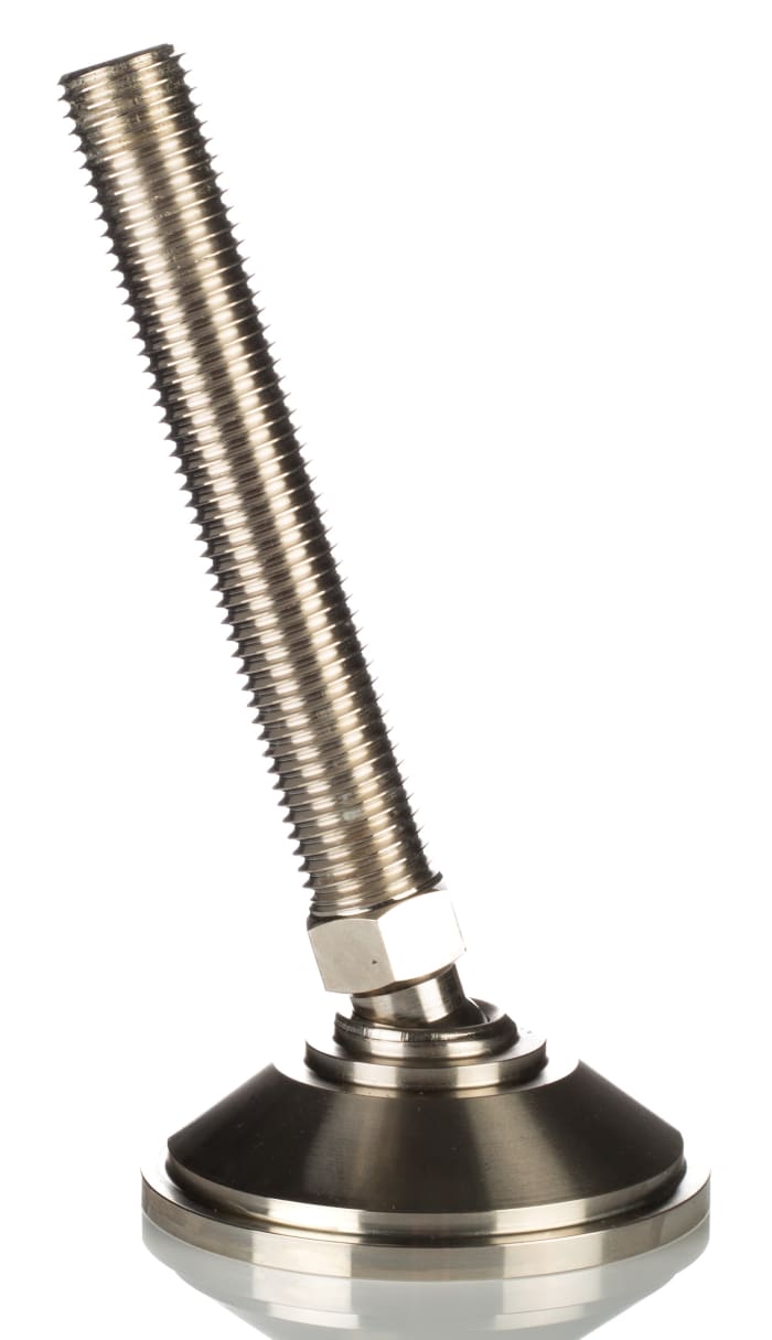 Nu-Tech Engineering M12 55 mm Dia. Adjustable Foot, Nickel Plated Steel, 1000 kg Static Load Capacity 10 ° Tilt Angle