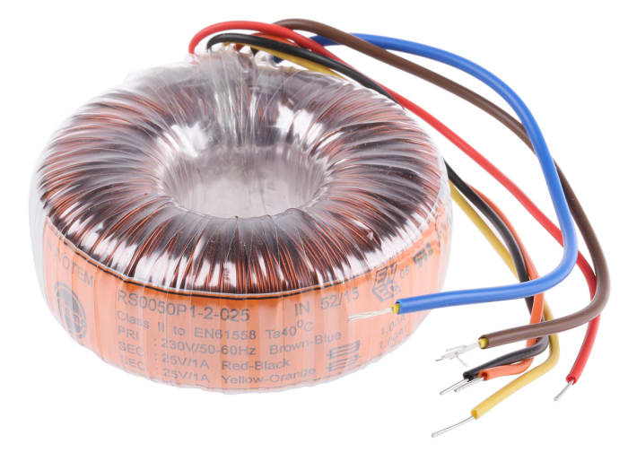 Transformateur torique Nuvotem Talema 2 sorties, 230V c.a. → 2 x 25V c.a., 50VA