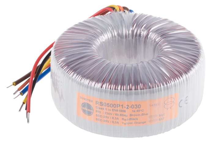 Transformateur torique Nuvotem Talema 2 sorties, 230V c.a. → 2 x 30V c.a., 500VA