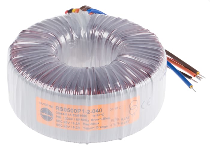Transformateur torique Nuvotem Talema 2 sorties, 230V c.a. → 2 x 40V c.a., 500VA