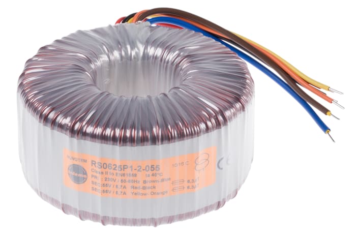 Nuvotem Talema 230V ac, 2 x 55V ac Toroidal Transformer, 625VA 2 Output