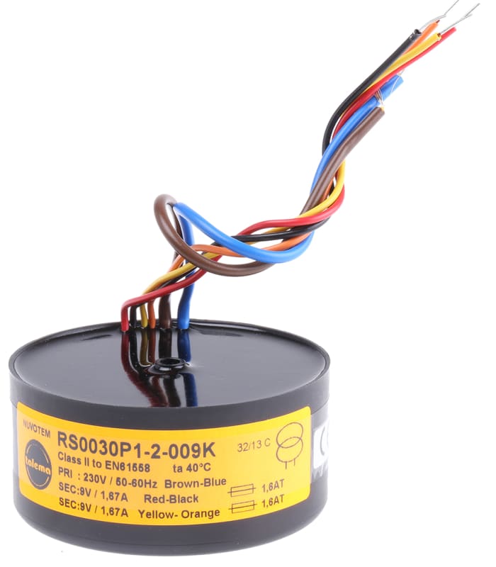 Toroidní transformátor, počet výstupů: 2, sekundární napětí: 2 x 9V ac, 81.3 (Dia.) x 39.1mm