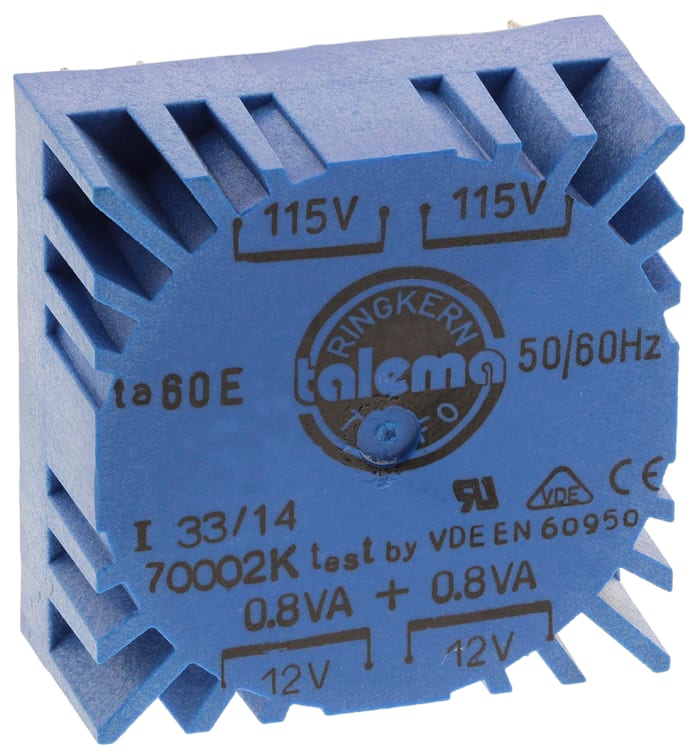 Transformer Toroidal PCB 1.6VA 2x12V o/p