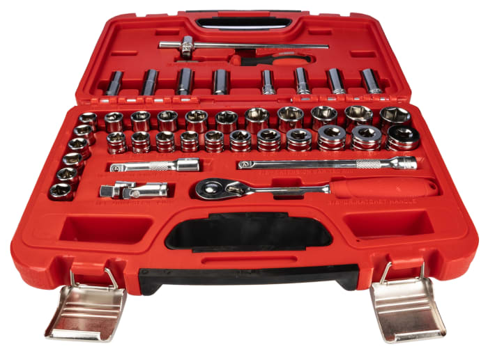 RS PRO 41-Piece Imperial, Metric 3/8 in Deep Socket/Standard Socket Set with Ratchet, 6 point; 12 point