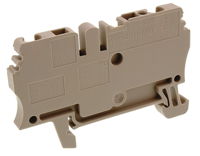 Weidmuller 1608510000 ZDU Series Brown, 2.5mm², Single-Level, Clamp Termination