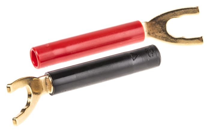 Staubli Insulated Crimp Spade Connector, 4mm Stud Size, Red/Black