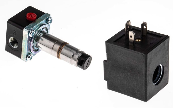 Electrodistributeur pneumatique Norgren série V04 fonction 3/2, Bobine/Ressort, G 1/8, 24V c.c.