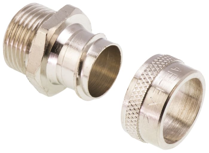 Adaptaflex Straight, Conduit Fitting, 20mm Nominal Size, M20, Brass, Silver IP40 rating
