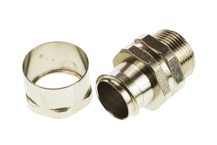 Adaptaflex Swivel, Conduit Fitting, 25mm Nominal Size, M25, Brass, Silver IP54 rating