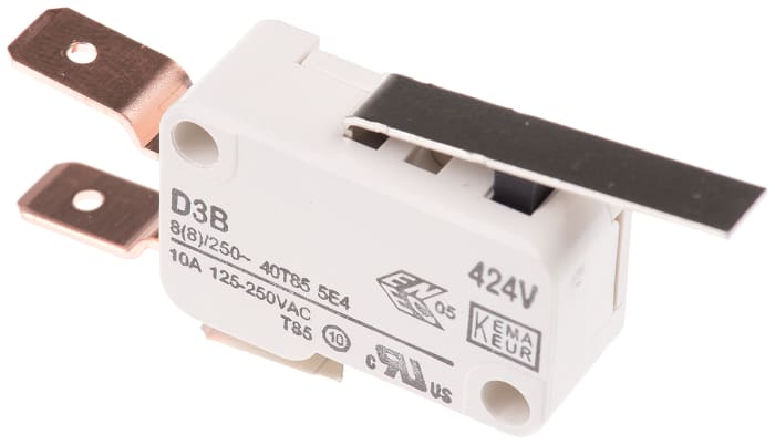Cherry Lever Microswitch, Tab Terminal, 10 A @ 250 V ac, SPDT