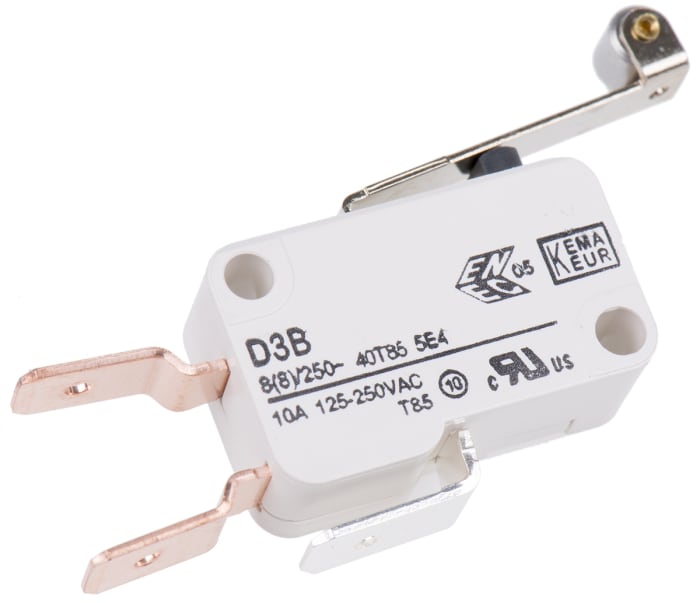 Cherry Lever Microswitch, Tab Terminal, 10 A @ 250 V ac, SPDT