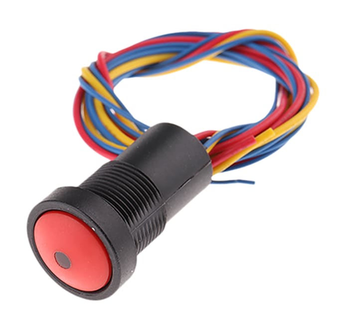 ITW Illuminated Push Button Switch, Momentary, Panel Mount, SPDT, Red LED