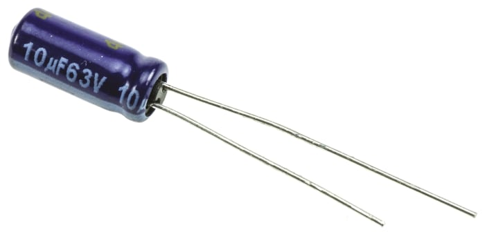 Panasonic 10μF Aluminium Electrolytic Aluminium Electrolytic Capacitor 63V dc, Radial, Through Hole - ECA1JM100
