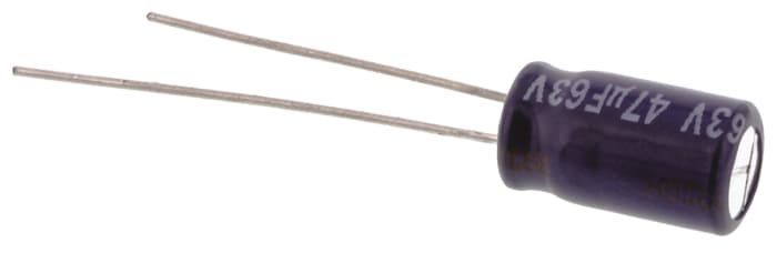 Panasonic 47μF Aluminium Electrolytic Capacitor 63V dc, Radial, Through Hole - ECA1JM470
