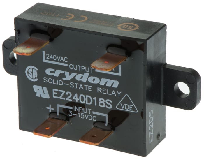 Relé de estado sólido Sensata Crydom EZ, control 4 → 15 Vdc, carga 24 → 280V ac, 18 A rms máx., montaje