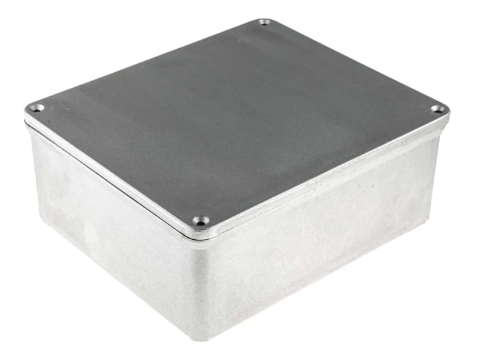 RS PRO Silver Die Cast Aluminium Enclosure, IP65, Silver Lid, 102 x 210 x 242mm