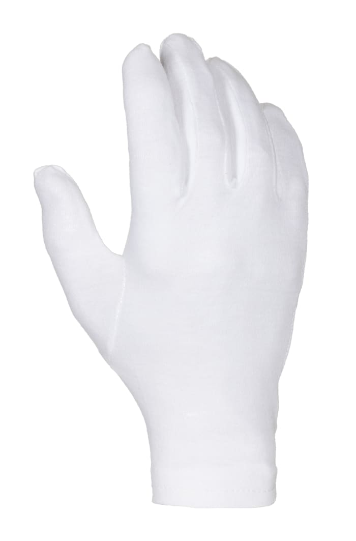Liscombe White Cotton Gloves, Size 7, Lightweight Cotton Coating