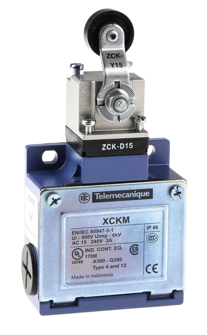 Telemecanique Sensors OsiSense XC Series Lever Limit Switch, NO/NC, IP66, DP, Zinc Alloy Housing, 240V ac Max, 10A Max