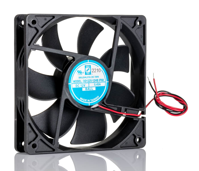 Ventilateur axial RS PRO 12 V dc, 122.3 m³/h, 120 x 120 x 25mm, 3W