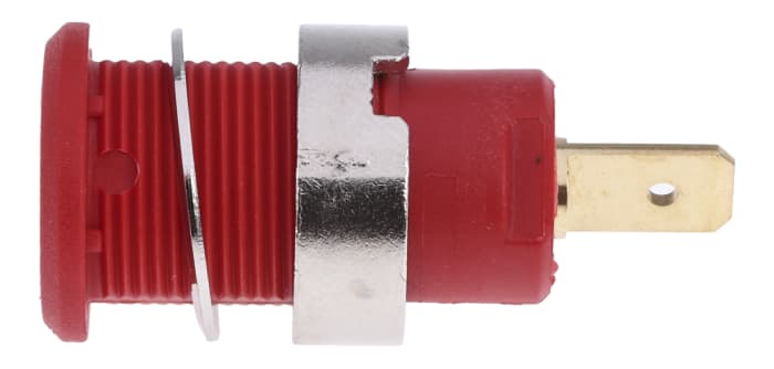 Conector banana hembra Hembra, 24A, 1000V, Contacto Oro, Rojo