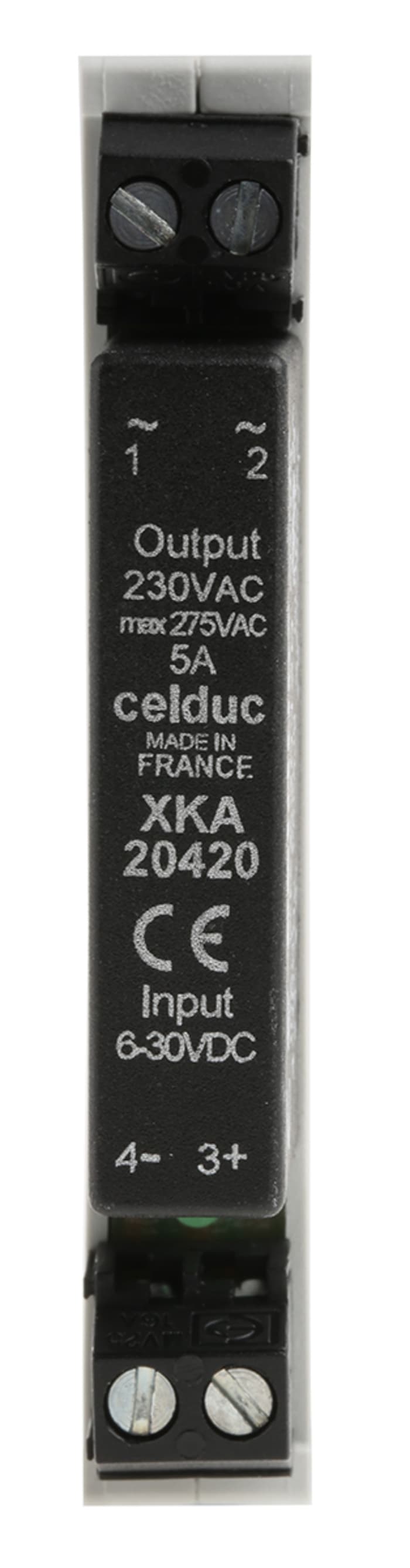 Celduc XK Series Solid State Interface Relay, 30 V Control, 5 A Load, DIN Rail Mount