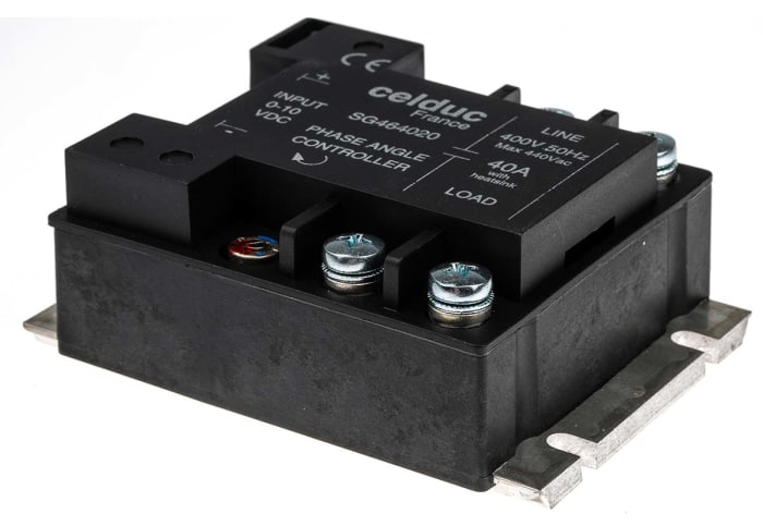 Celduc SG4 Series Solid State Relay, 40 A Load, Panel Mount, 460 V rms Load, 10 V dc Control