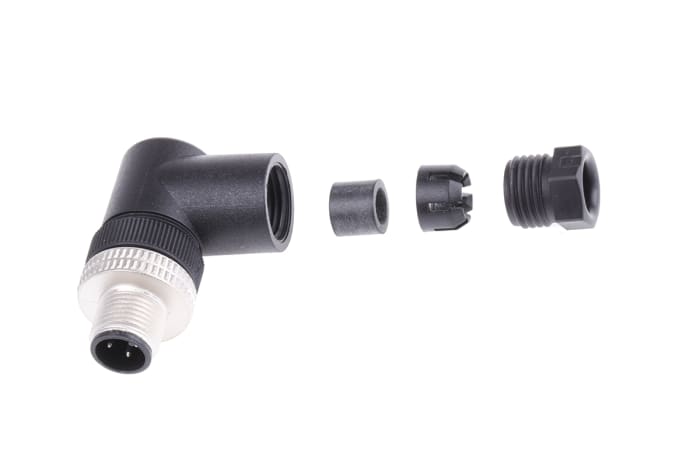 Conector circular Hirschmann Enchufe acodado M12 serie E de 4 vías Macho, tamaño carcasa M12, Cable, IP40