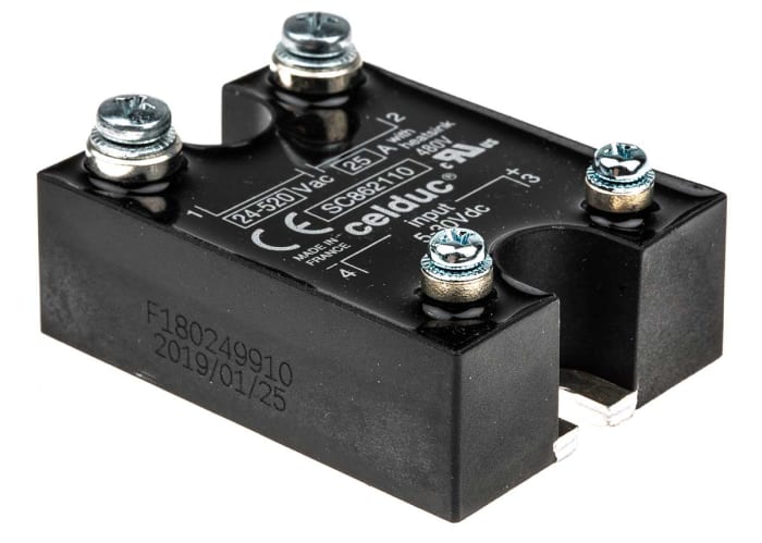 Celduc SC8 Series Solid State Relay, 25 A Load, Panel Mount, 400 V rms Load, 30 V dc Control