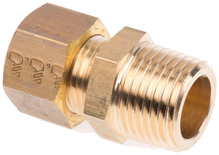 Legris Pneumatic Fitting Brass Pipe Fitting Compression Compression Coupler, Male BSPT 12.7 mm to Female