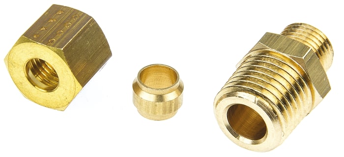 0109 08 17 Legris, Legris Brass Pipe Fitting, 90° Compression Elbow, Male  R 3/8in to Female 8mm, 293-6541