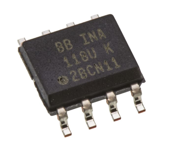 INA118U Texas Instruments, Instrumentation Amplifier, 125μV Offset 800kHz, 8-Pin SOIC