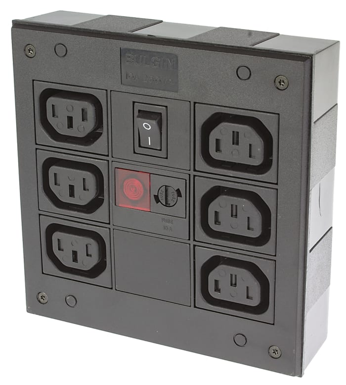 Bulgin IEC C13 6 Gang Power Distribution Unit, No, 250 V ac, Fused
