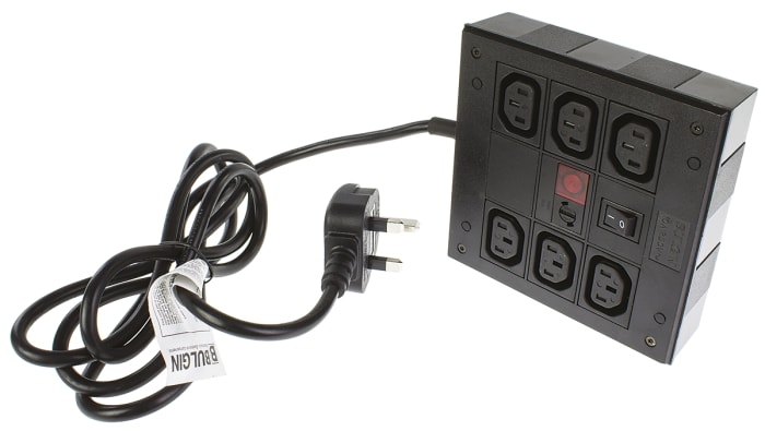 Unidad de distribución de potencia Bulgin PXD703/061/10/1, 6 conectores, Cable 2m, 10A, 250 V ac IEC C13
