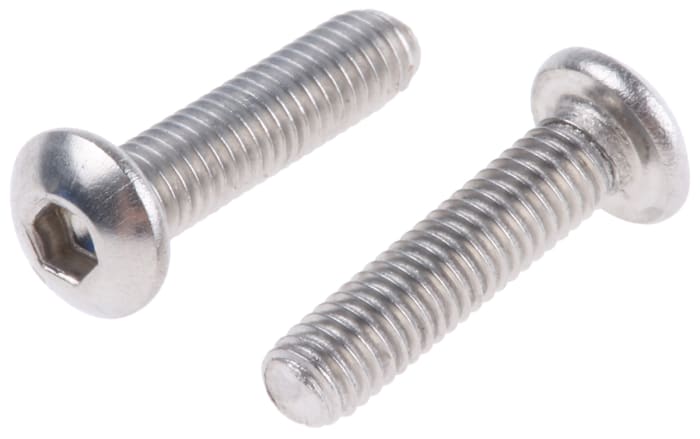 RS PRO Stainless Steel Hex Socket Button Screw, ISO 7380, M3 x 12mm