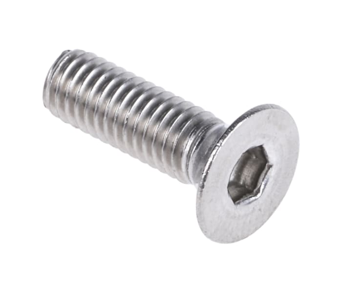 RS PRO Plain Stainless Steel Hex Socket Countersunk Screw, ISO 10642, M3 x 10mm
