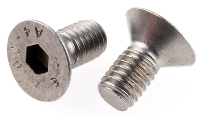 Vis 6 pans à tête fraisée hexagonale, M6 x 12mm, en Acier Inoxydable