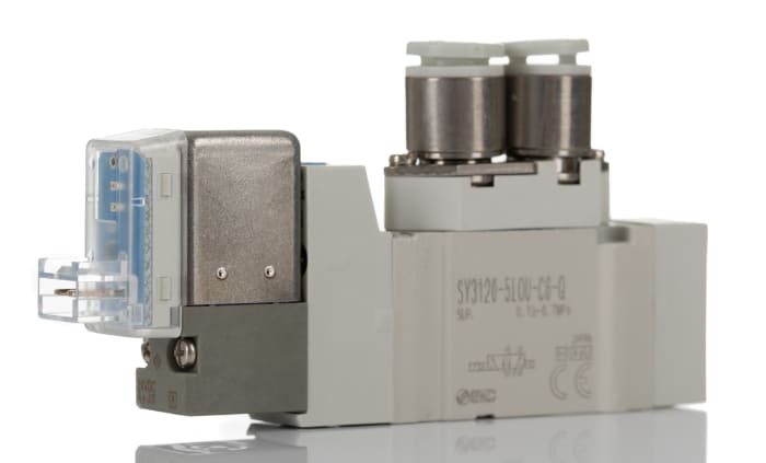 Electroválvula neumática SMC, Serie SY3000, Función 5/2, Solenoide/Piloto, Independiente, 225.7Nl/min