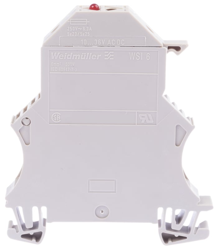 Weidmuller 1011300000 WSI Series Beige, 2.5mm², Single-Level, Screw Termination, Fused