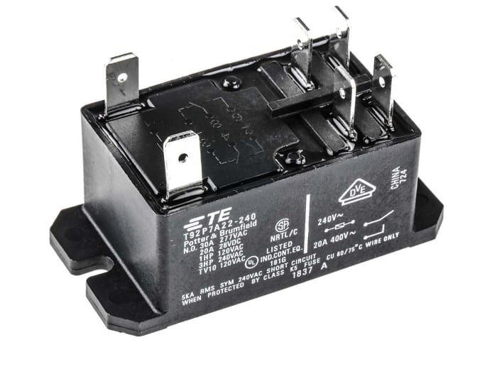 TE Connectivity Plug In Power Relay, 240V ac Coil, 30A Switching Current, DPST