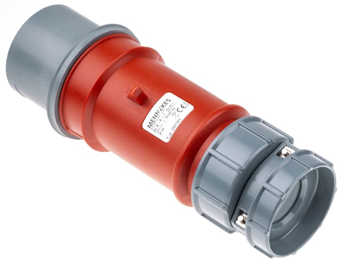 MENNEKES, PowerTOP IP44 Red Cable Mount 3P + N + E Industrial Power Plug, Rated At 32A, 400 V