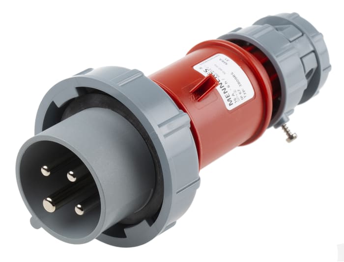 Conector de potencia industrial Macho, Formato 4P, Orientación Recto, PowerTOP, Rojo, 400 V, 16A, IP67
