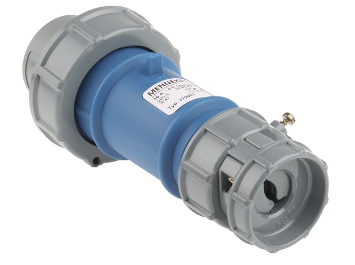 Conector de potencia industrial Macho, Formato 3P, Orientación Recto, PowerTOP, Azul, 230 V, 16A, IP67