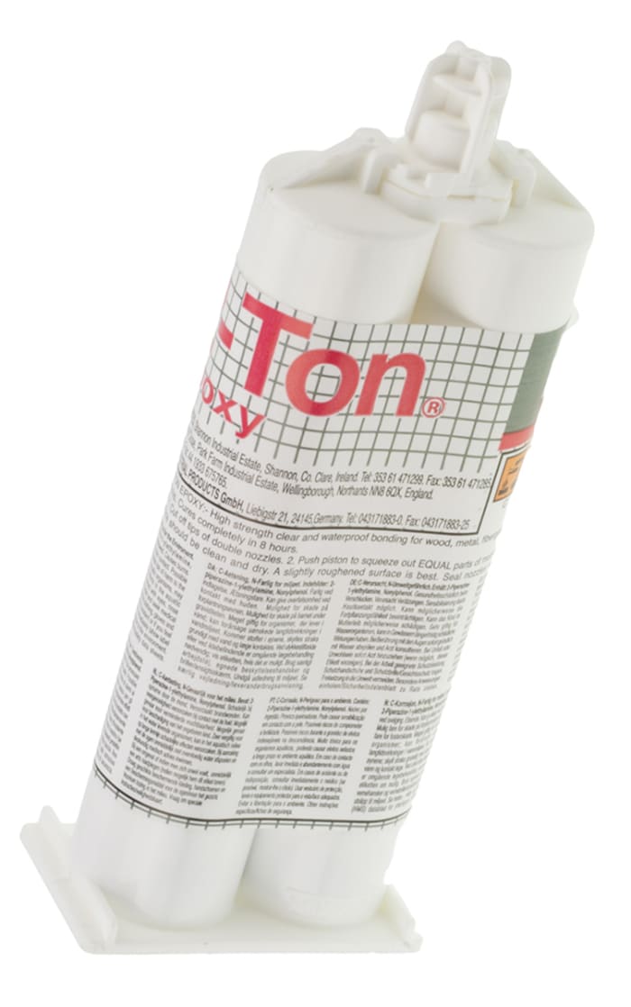 Adhesivo epoxi ITW Devcon 2 Ton de color transparente, Cartucho doble de 50 ml, curado en 30 a 35 min.