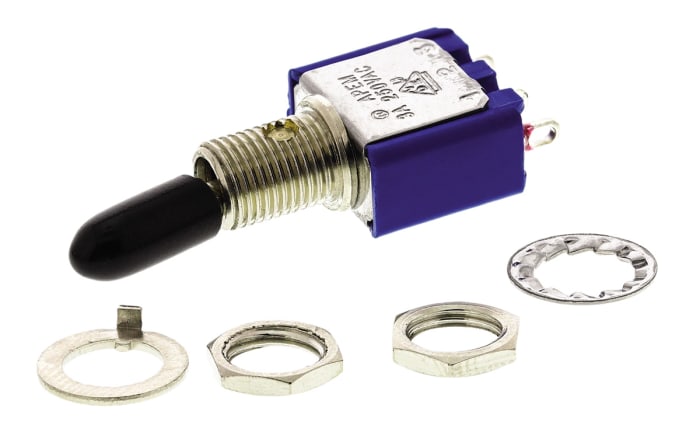 APEM Toggle Switch, Panel Mount, On-On, SPDT, Solder Terminal