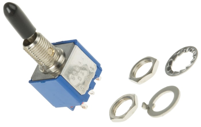 APEM Toggle Switch, Panel Mount, On-On, DPST, Solder Terminal