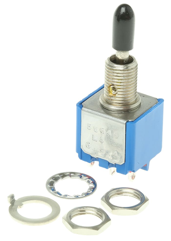 APEM Toggle Switch, Panel Mount, On-Off-On, DPST, Solder Terminal