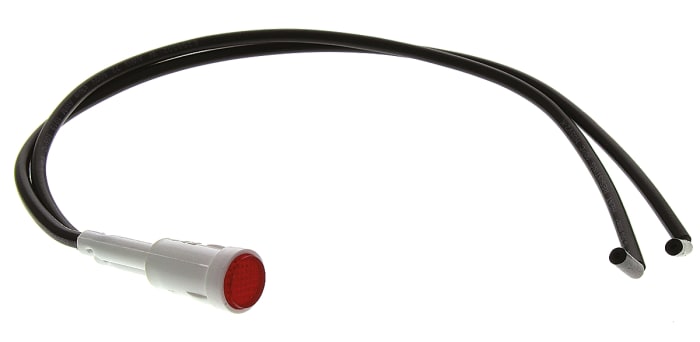 Arcolectric (Bulgin) Ltd 2950 Series Red Neon Panel Mount Indicator, 230V ac, 8mm Mounting Hole Size, Lead Wires