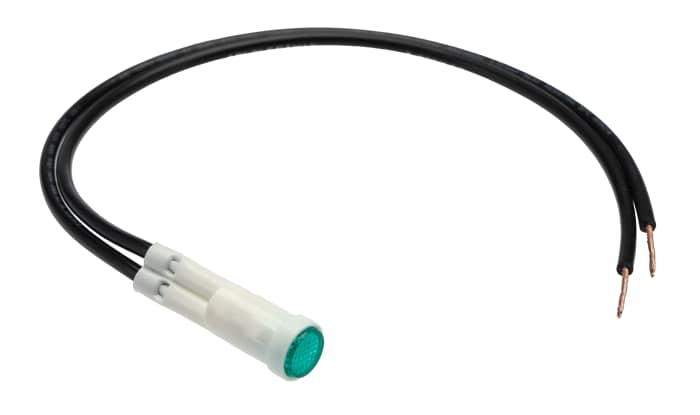 İndikatör Lamba/Sinyal Lambası, Neon Lamba, Yeşil, Çıkıntılı, 230 V ac, 7,5 mm, 8mm, İğne Ayaklı